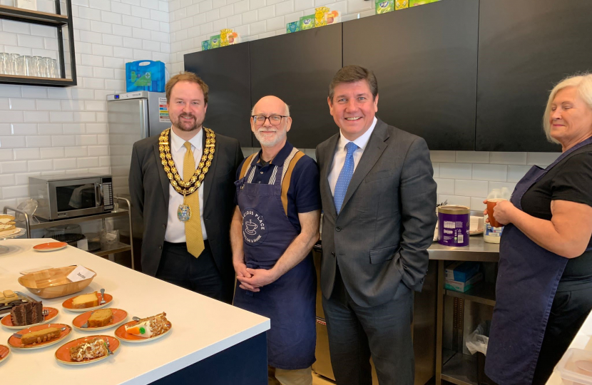 Stephen and the Mayor of Thurrock meet Phil, the manager at Spacious Place.