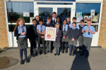 Stephen awards Kingswood pupils their Platinum Jubilee Certificate