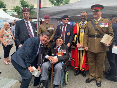 Stephen Metcalfe catches up with Don Sheppard, who is a 103-year-old veteran of the 1944 D-Day Landings, at the Basildon military parade for Armed Forces Day on 24 June.